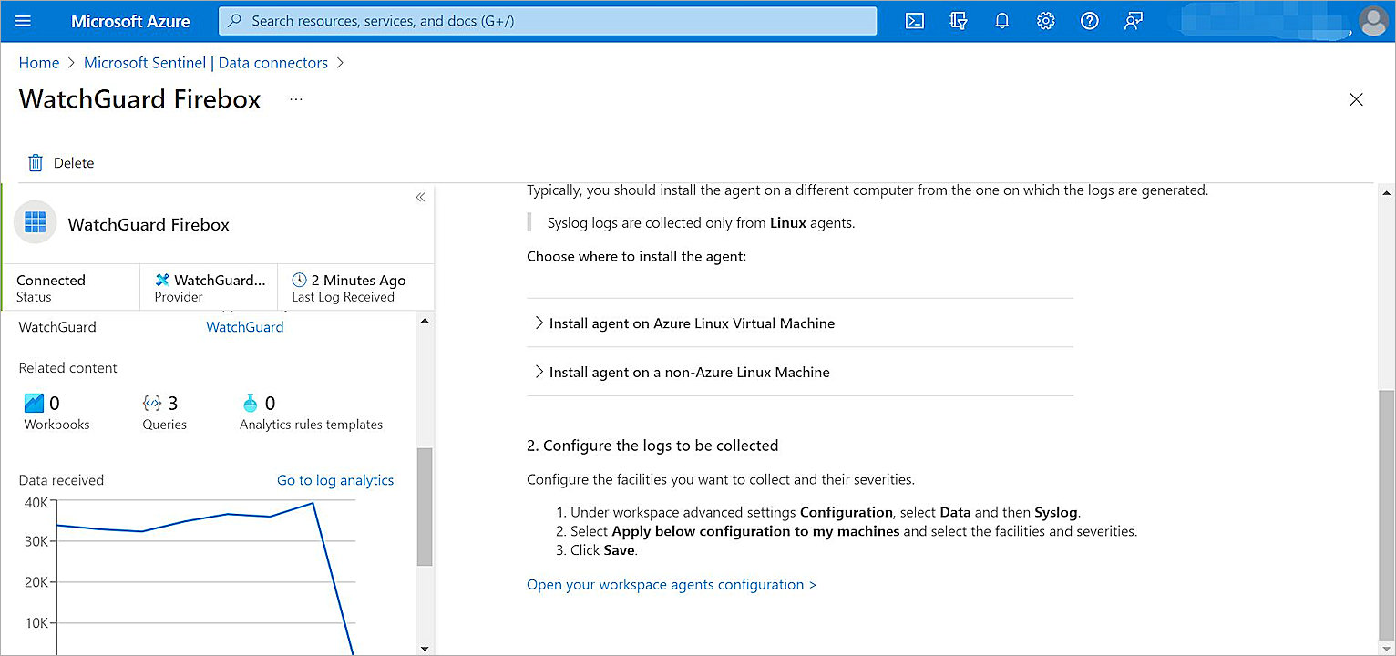 Screen shot of the WatchGuard Firebox connector
